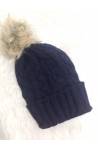 GORRO POMPON PELO AZUL MARINO